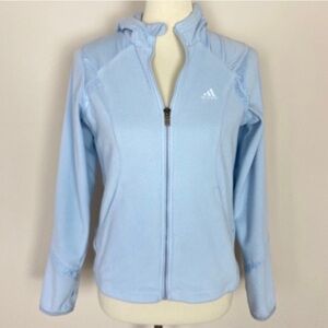 Adidas Fleece Jacket Hoodie Baby Blue Size S